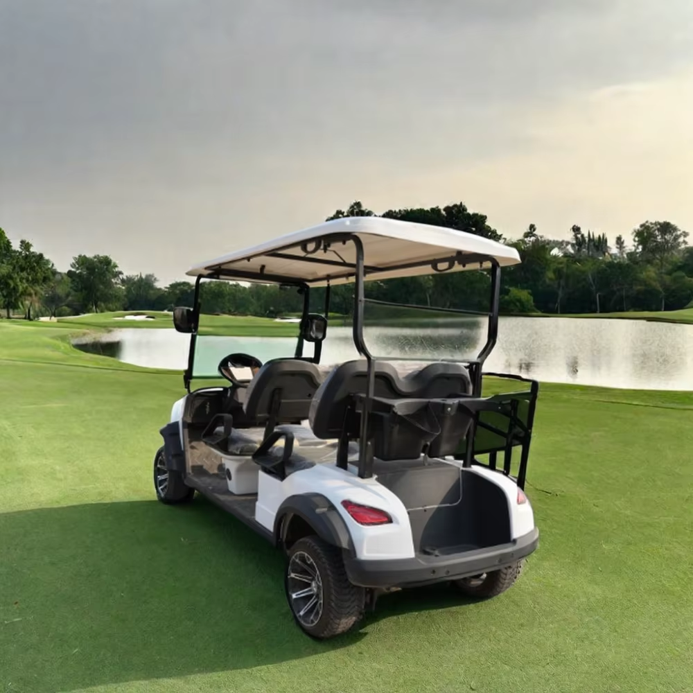 TongCai 72V Lithium Battery Mini Electric Golf Cart 4 Wheel 6 Seater White Aluminum Frame for Adults
