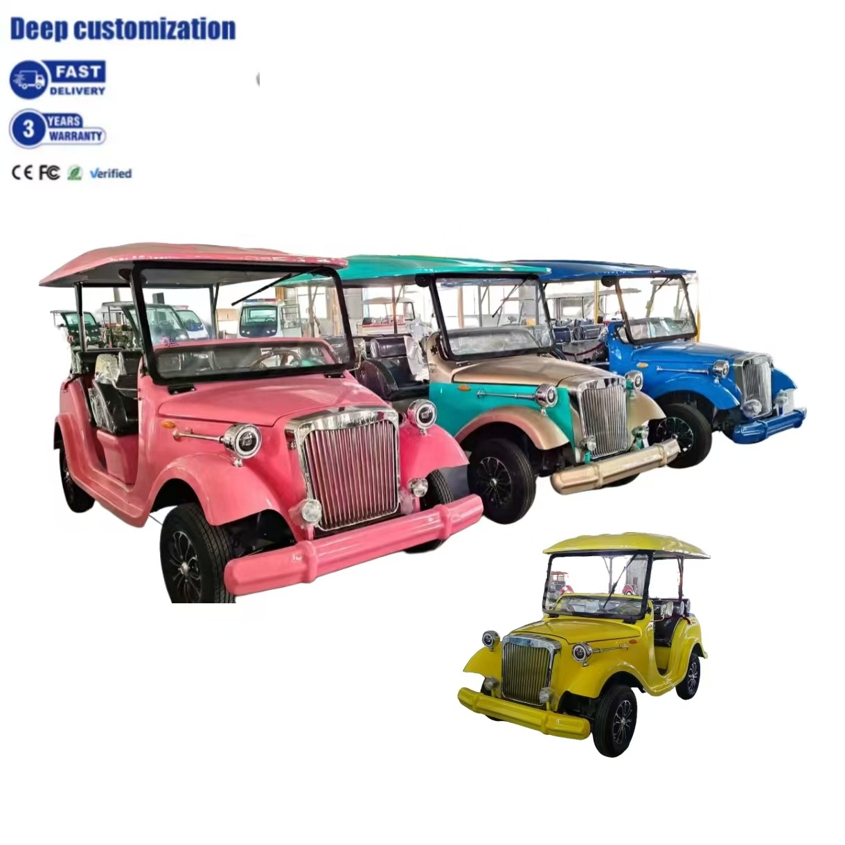 Tongcai High Quality 11 14 Seater Street Legal Luxury Electric Outdoor Old Retro Vintage Classic Cars Genuine Leather Anti