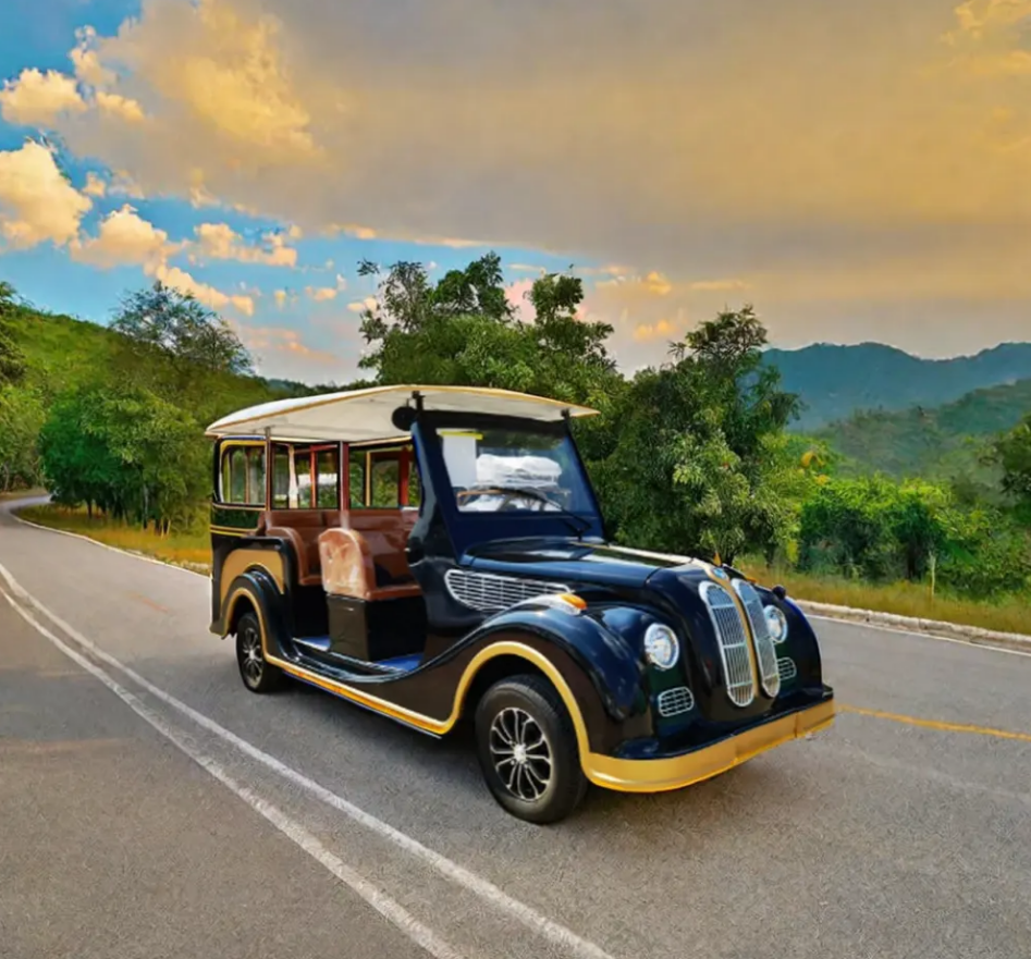 Tongcai High Quality 11 14 Seater Street Legal Luxury Electric Outdoor Old Retro Vintage Classic Cars Genuine Leather Anti