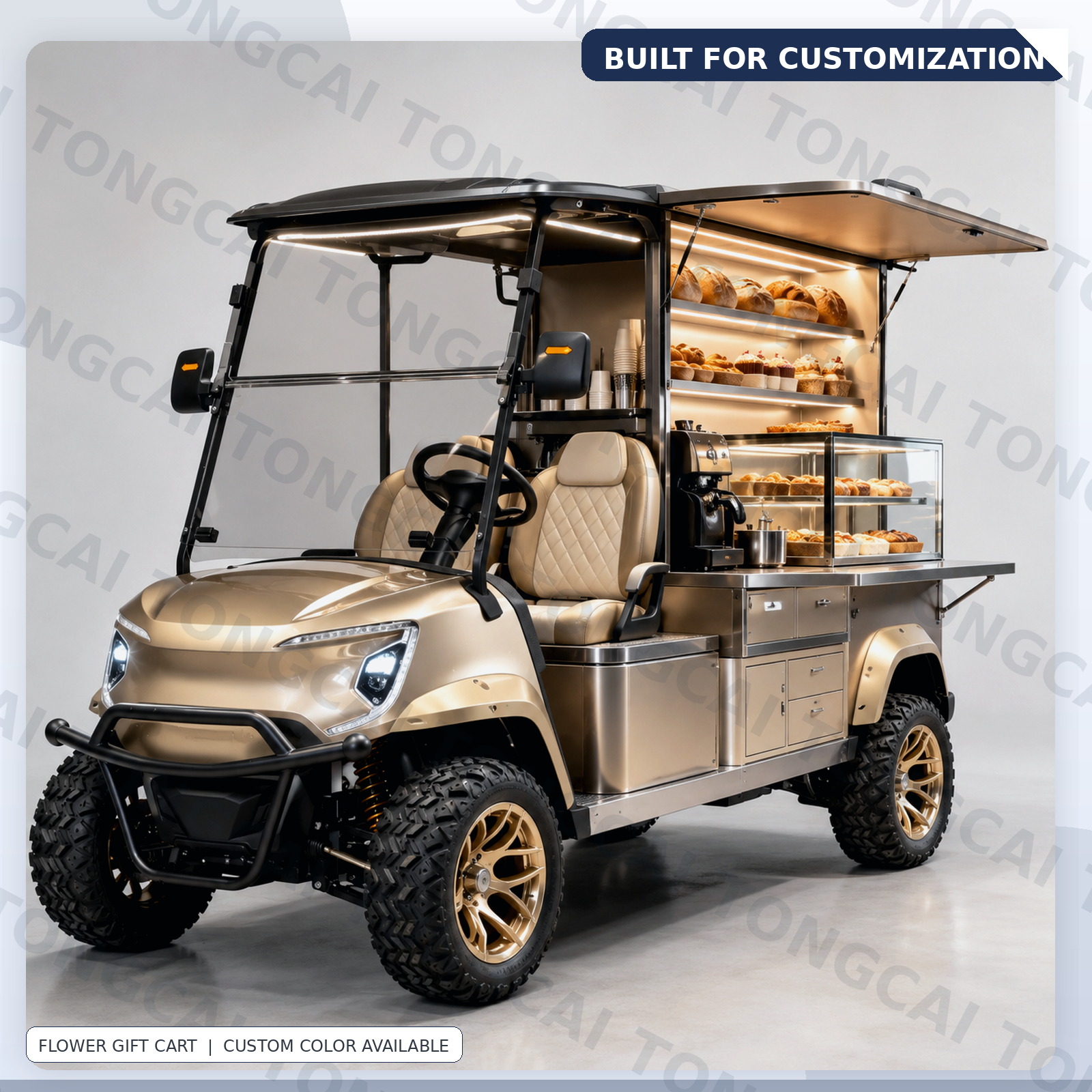 TONGCAI Golf Cart Style Bakery Cart Electric Mobile Food Truck for Cafe Business