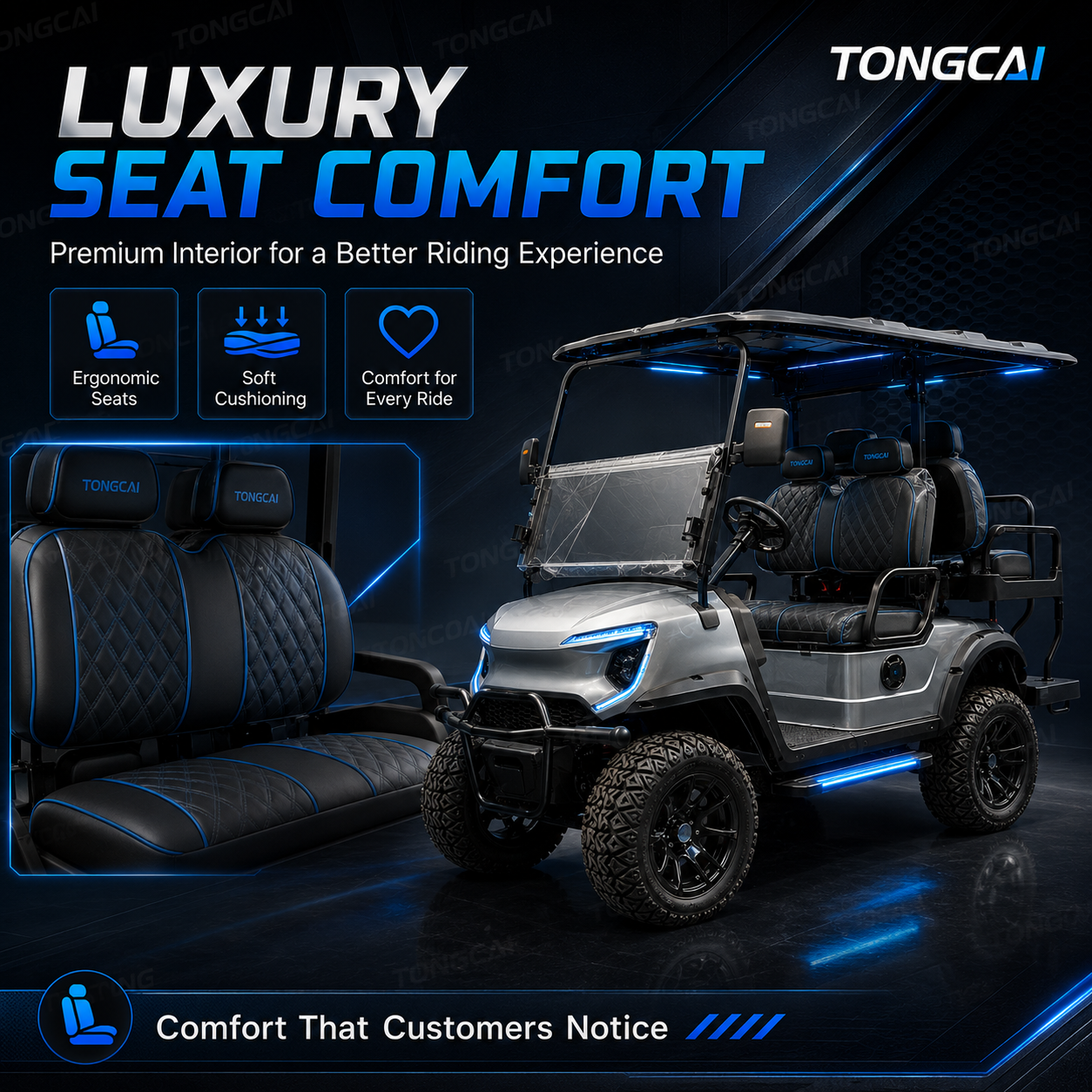 Customized Club Style 72V Lithium Battery 2 4 6 Seater 5000W 14 Inch Wheels Certified 4WD Electric Golf Cart