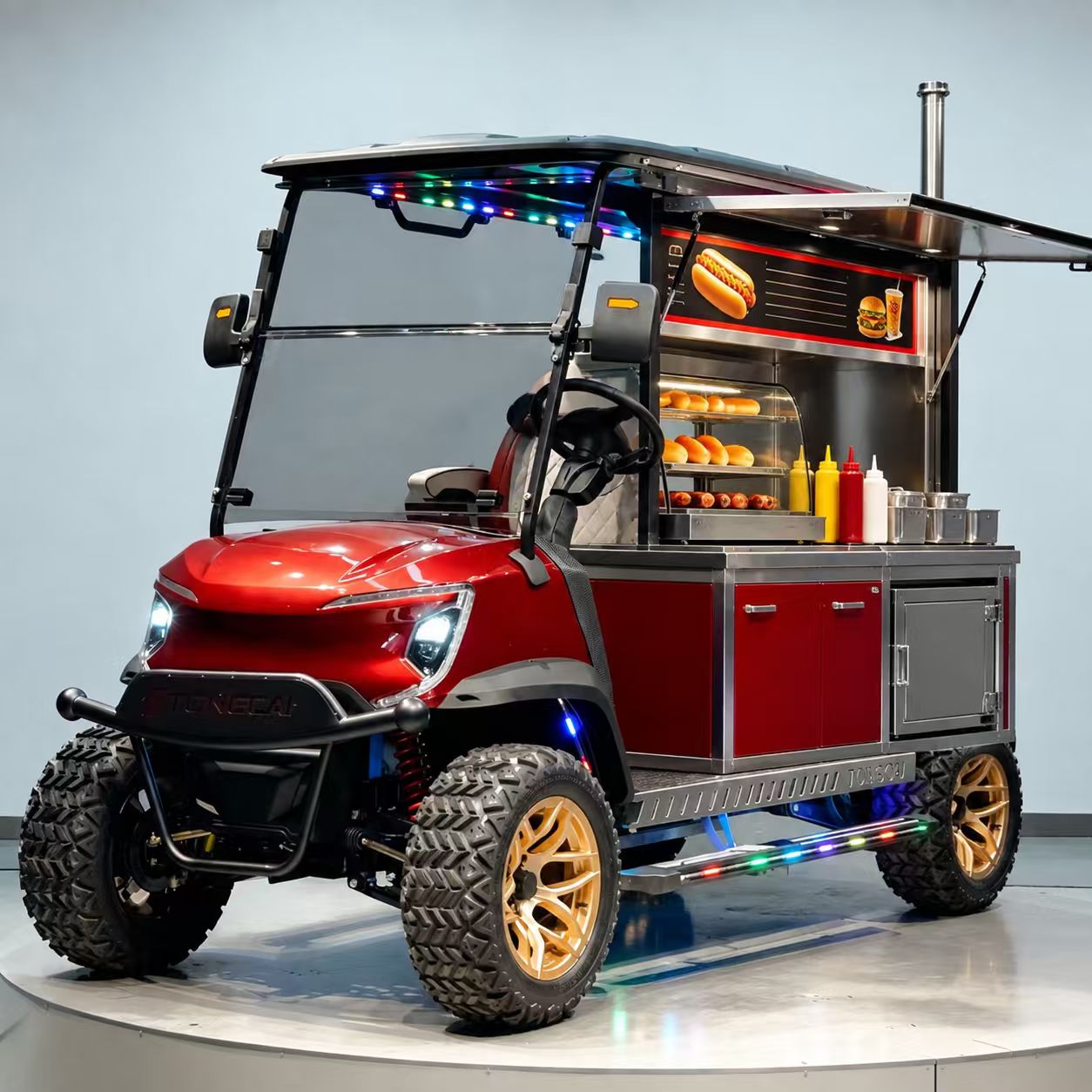 TONGCAI Premium Custom Stainless Steel Frame Dual Tandem Axle Mobile Vending Cart